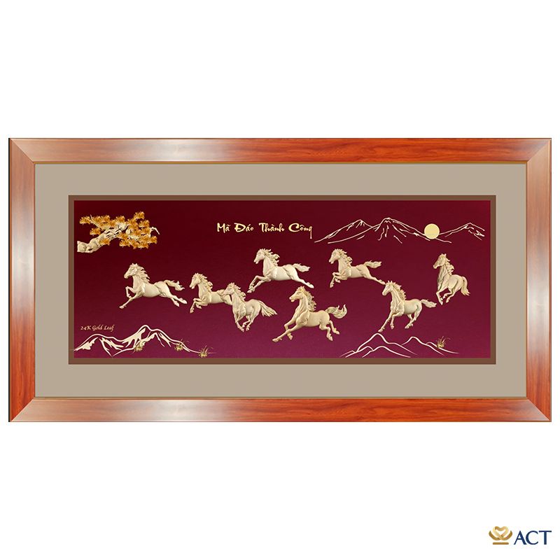 Quà tặng Tranh Bát Mã dát vàng 24k ACT GOLD ISO 9001:2015 (Mẫu 8)