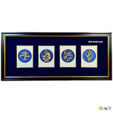 Tranh Tứ Quý Nền Xanh Navy – Khung Tròn Hiện Đại