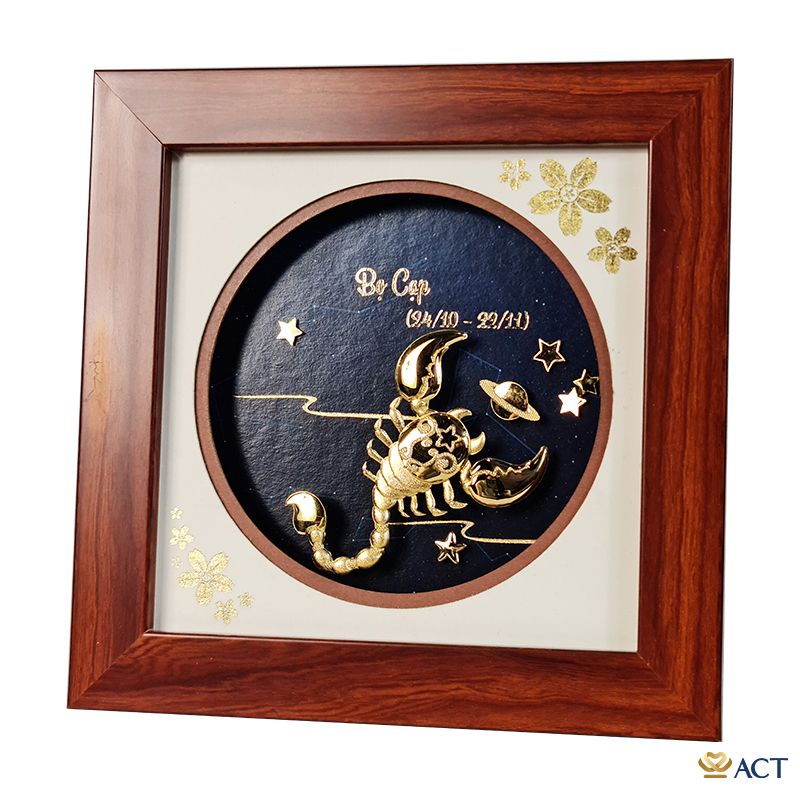 Quà tặng Tranh Cung Bọ Cạp dát vàng 24k ACT GOLD ISO 9001:2015