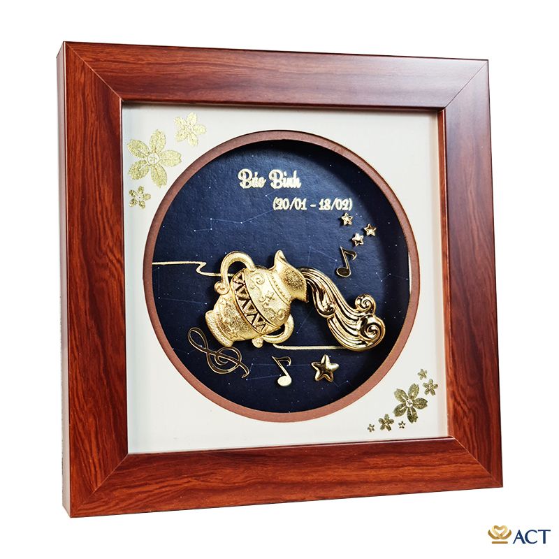 Quà tặng Tranh Cung Bảo Bình dát vàng 24k ACT GOLD ISO 9001:2015