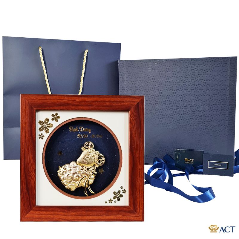 Quà tặng Tranh Cung Bạch Dương dát vàng 24k ACT GOLD ISO 9001:2015