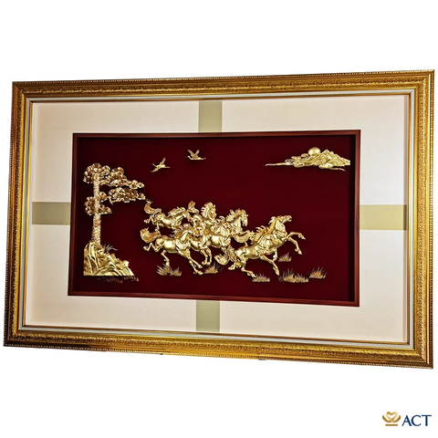 Tranh Bát Mã dát vàng 24k (Mẫu 6)