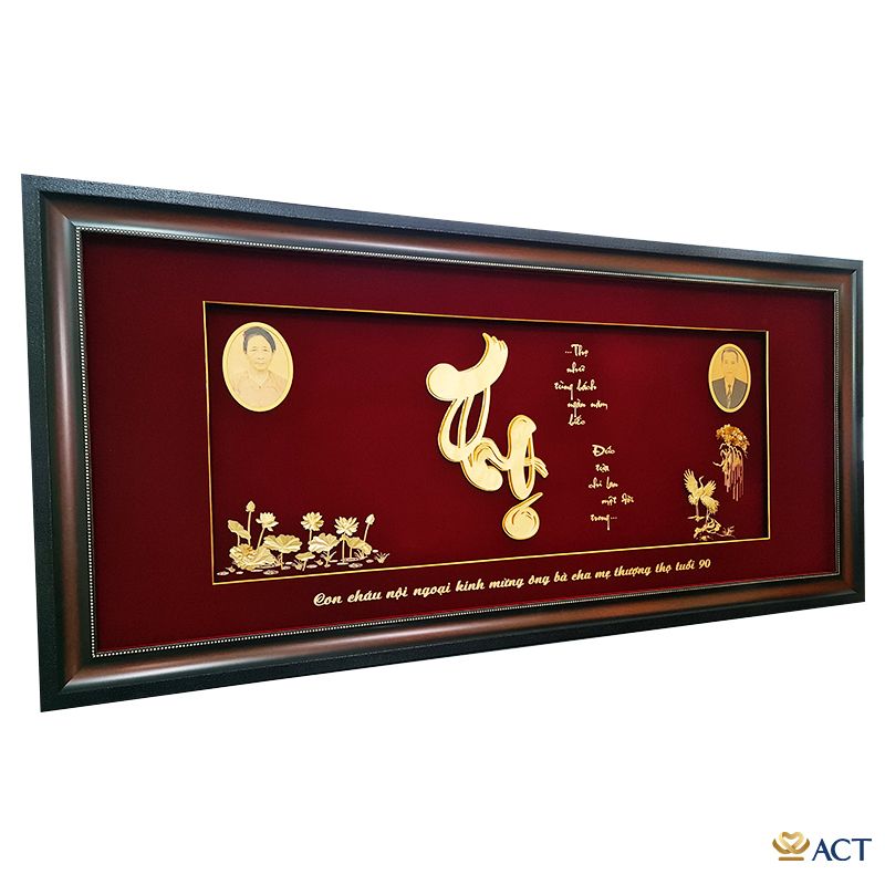 Quà tặng Tranh Mừng Thọ dát vàng 24k ACT GOLD ISO 9001:2015