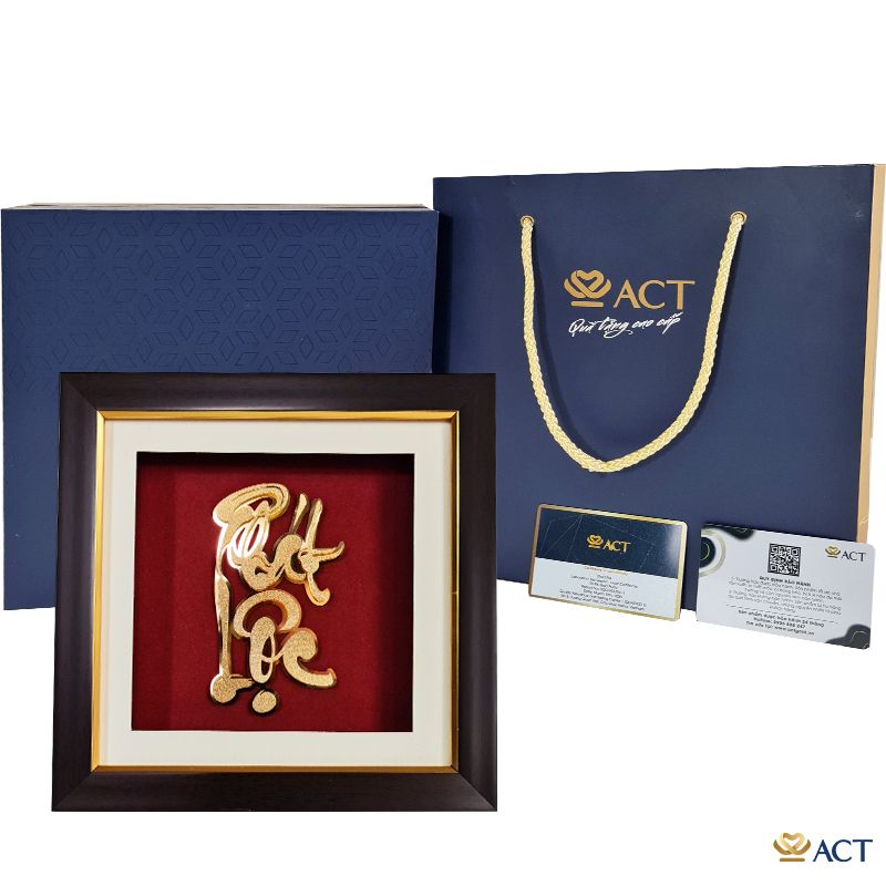 Tranh Chữ Phát Lộc dát vàng 24k