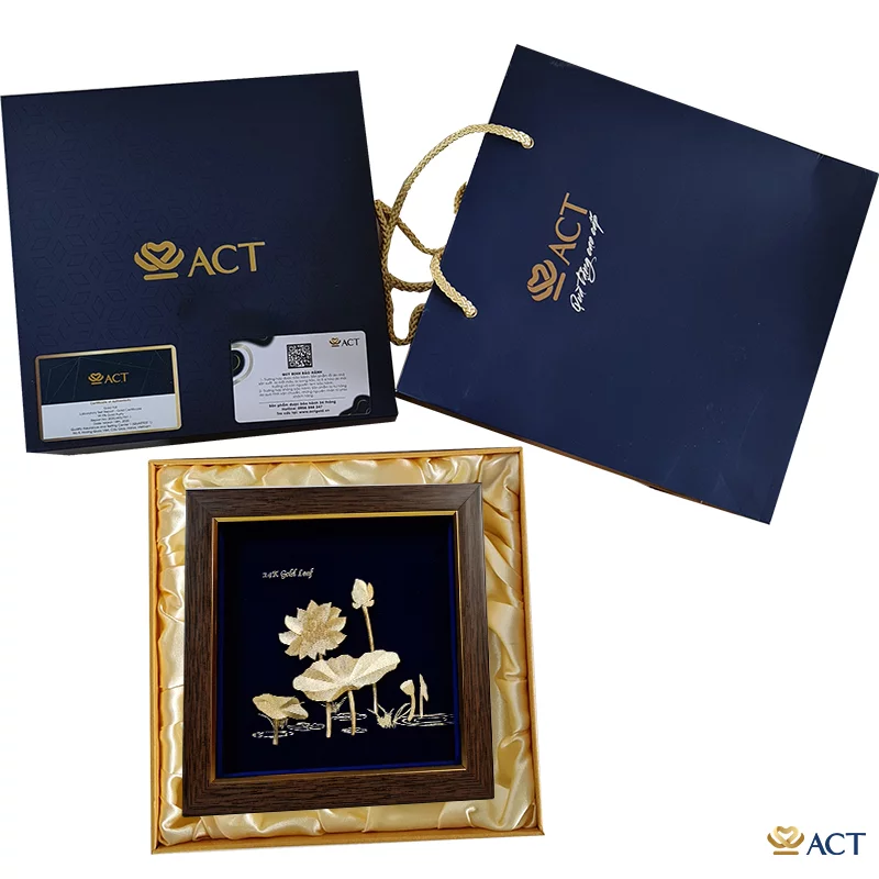 Tranh Hoa Sen dát vàng 24k ACT GOLD ISO 9001:2015 (Mẫu 1)