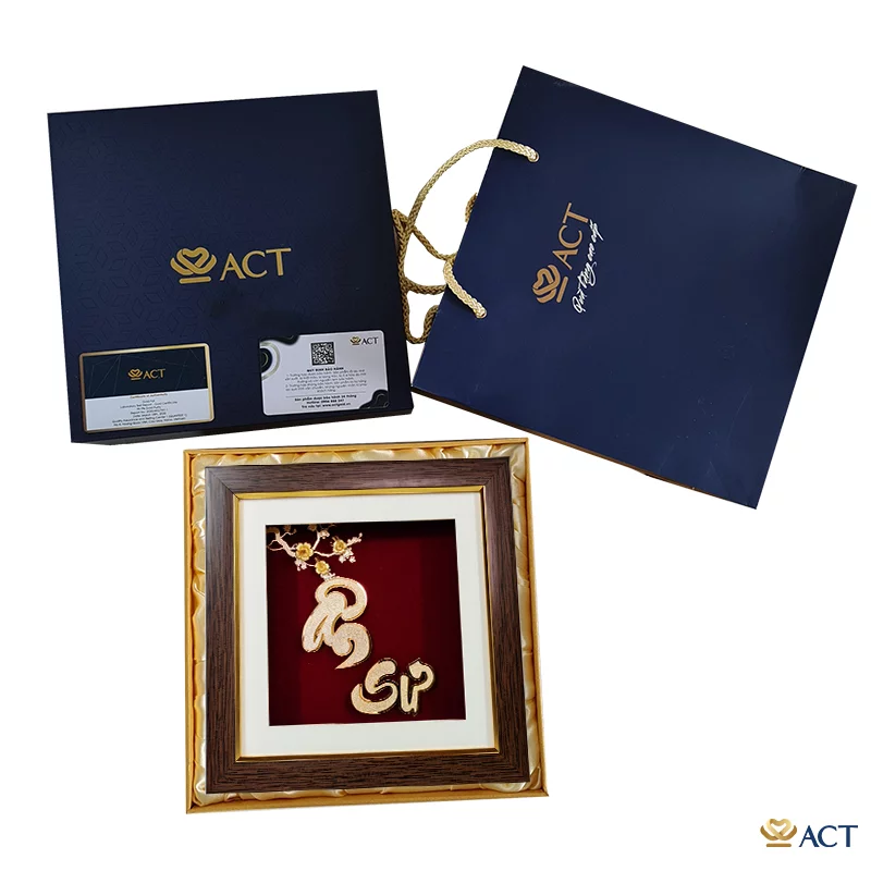 Quà tặng Tranh Chữ Ân Sư dát vàng 24k ACT GOLD ISO 9001:2015