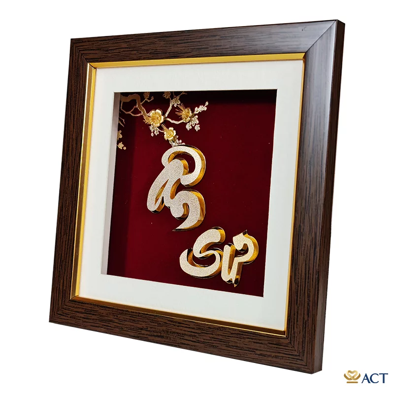Tranh Chữ Ân Sư dát vàng 24k