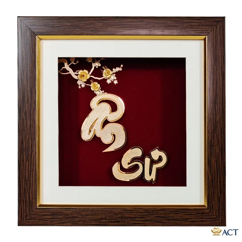 Tranh Chữ Ân Sư dát vàng 24k