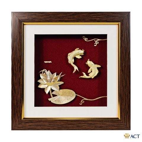 Tranh Cá Chép Hoa Sen Nền Đỏ Đô