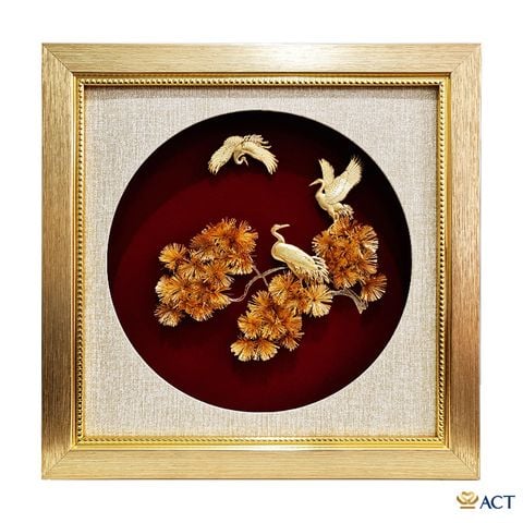 tranh Tùng Hạc Diên Niên dát vàng 24k