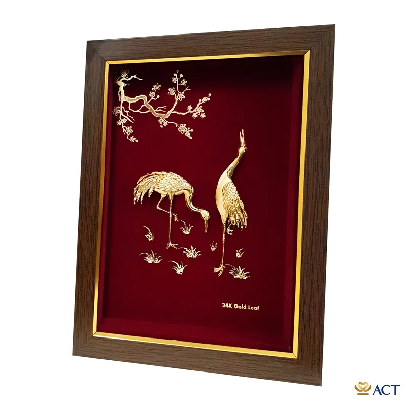 Tranh Đôi Chim Hạc dát vàng 24k (Mẫu3)