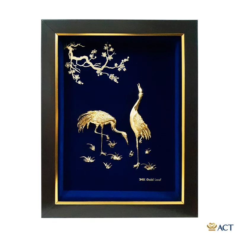 Tranh Đôi Chim Hạc dát vàng 24k (Mẫu3)