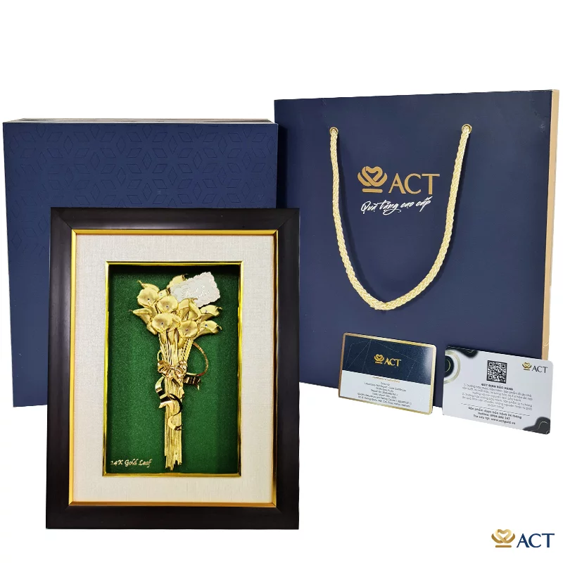 Tranh Bó Hoa Rum dát vàng 24k ACT GOLD ISO 9001:2015