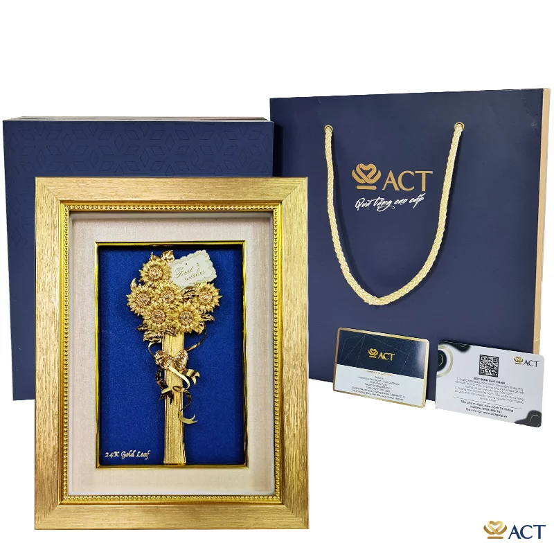 Tranh Bó Hoa Hướng Dương dát vàng 24k ACT GOLD ISO 9001:2015