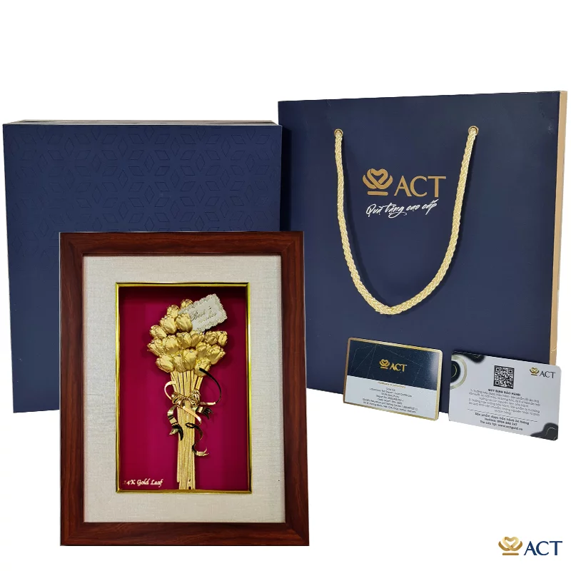 Tranh Bó Hoa Tulip Nghệ Thuật Dát Vàng 24k ACT GOLD ISO 9001:2015