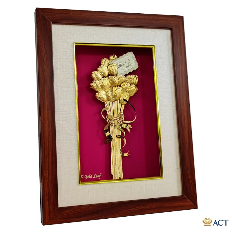 Tranh Bó Hoa Tulip Nghệ Thuật Dát Vàng 24k ACT GOLD ISO 9001:2015