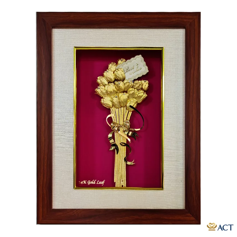 Tranh Bó Hoa Tulip Nghệ Thuật Dát Vàng 24k ACT GOLD ISO 9001:2015