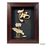 Quà tặng Chữ Tâm Hoa Sen dát vàng 24k