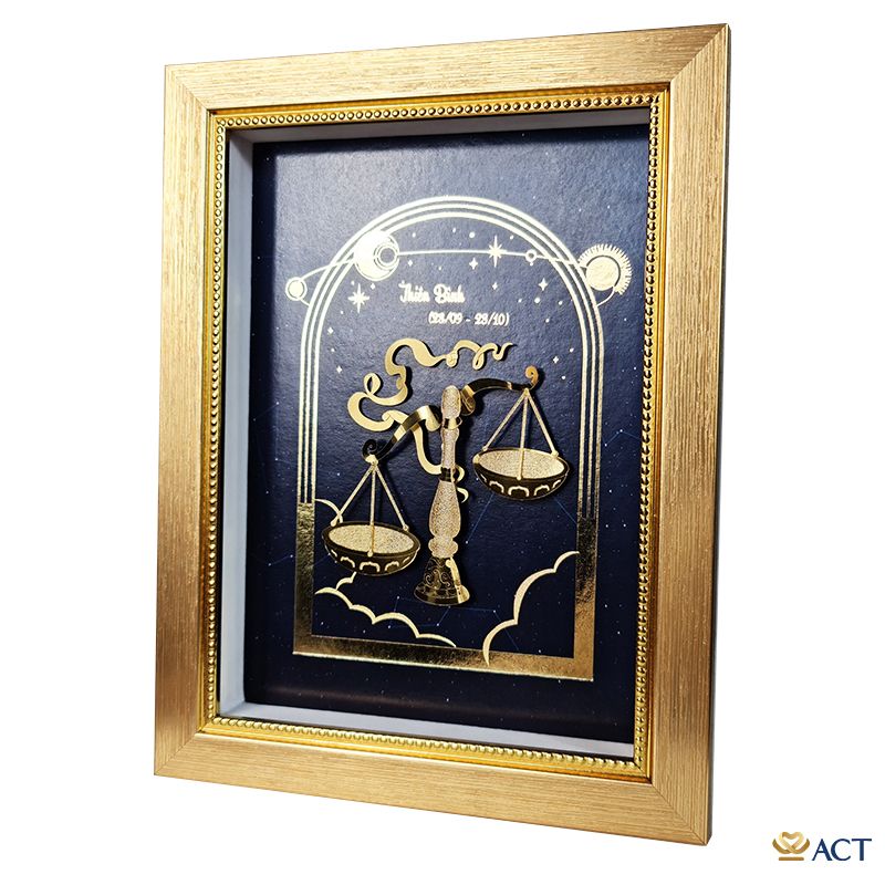 Quà tặng Tranh Cung Thiên Bình dát vàng 24k ACT GOLD ISO 9001:2015