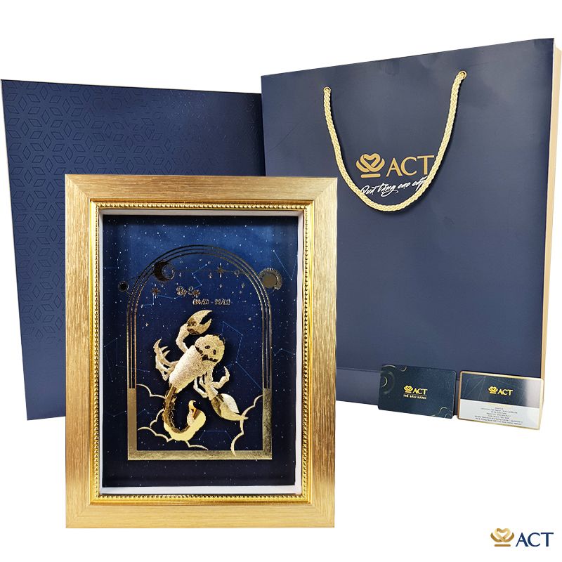 Quà tặng Tranh Cung Bọ Cạp dát vàng 24k ACT GOLD ISO 9001:2015