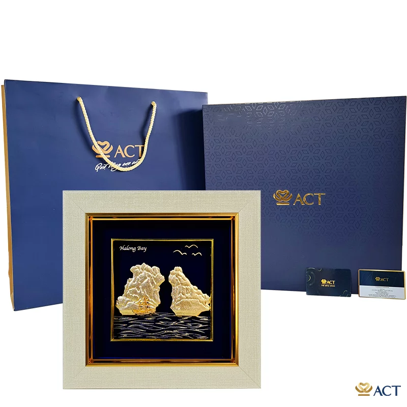 Tranh Hòn Trống Mái dát vàng 24k