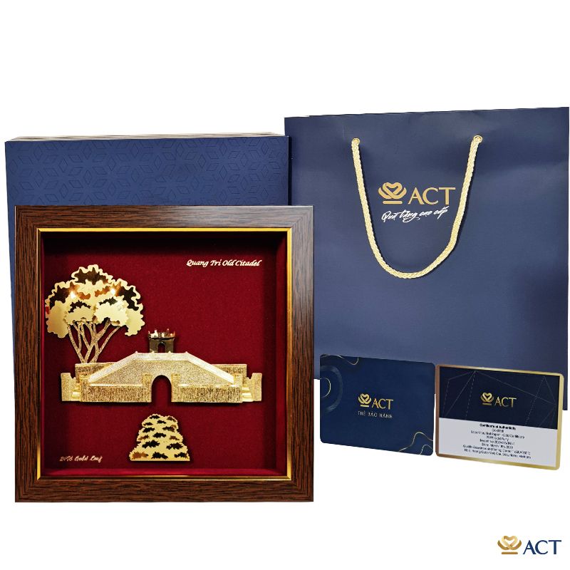 Quà tặng Tranh Thành Cổ Quảng Trị dát vàng 24k ACT GOLD ISO 9001:2015