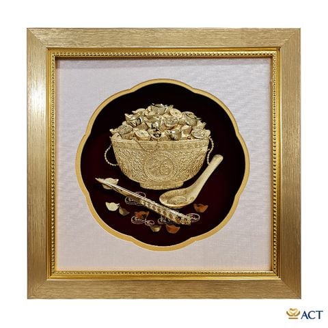 Tranh Bát cơm vàng sung túc 24k