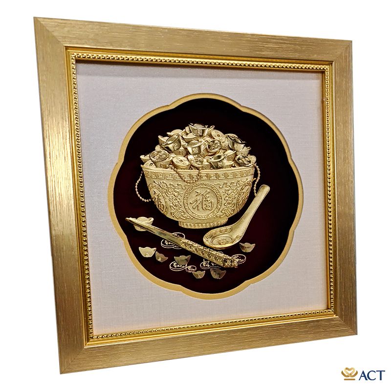 Tranh Bát cơm vàng sung túc 24k