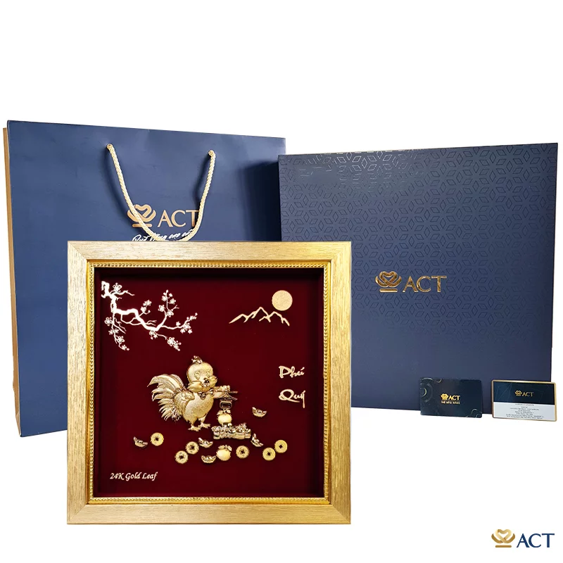Tranh Gà Con dát vàng 24k ACT GOLD ISO 9001:2015