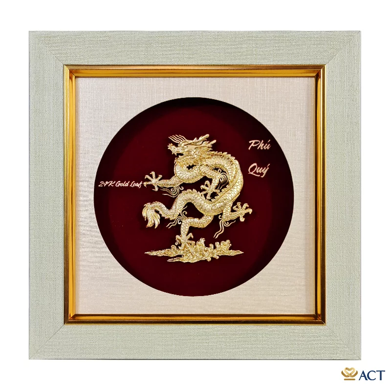 Tranh Rồng Phú Quý dát vàng 24k