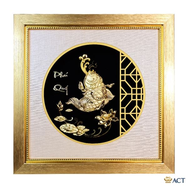 Quà tặng Tranh Cá Chép Phú Quý dát vàng 24k ACT GOLD ISO 9001:2015
