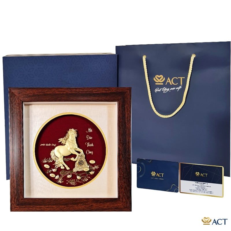 Quà tặng Tranh Ngựa dát vàng 24k ACT GOLD ISO 9001:2015