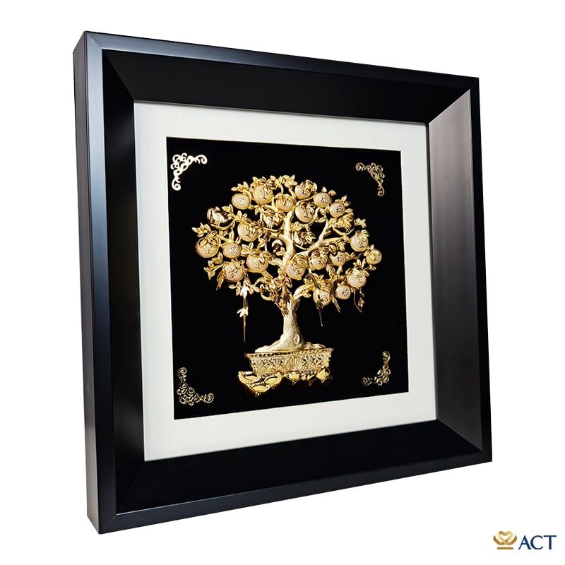 Quà tặng Tranh Cây Cam Tài Lộc dát vàng 24k ACT GOLD ISO 9001:2015