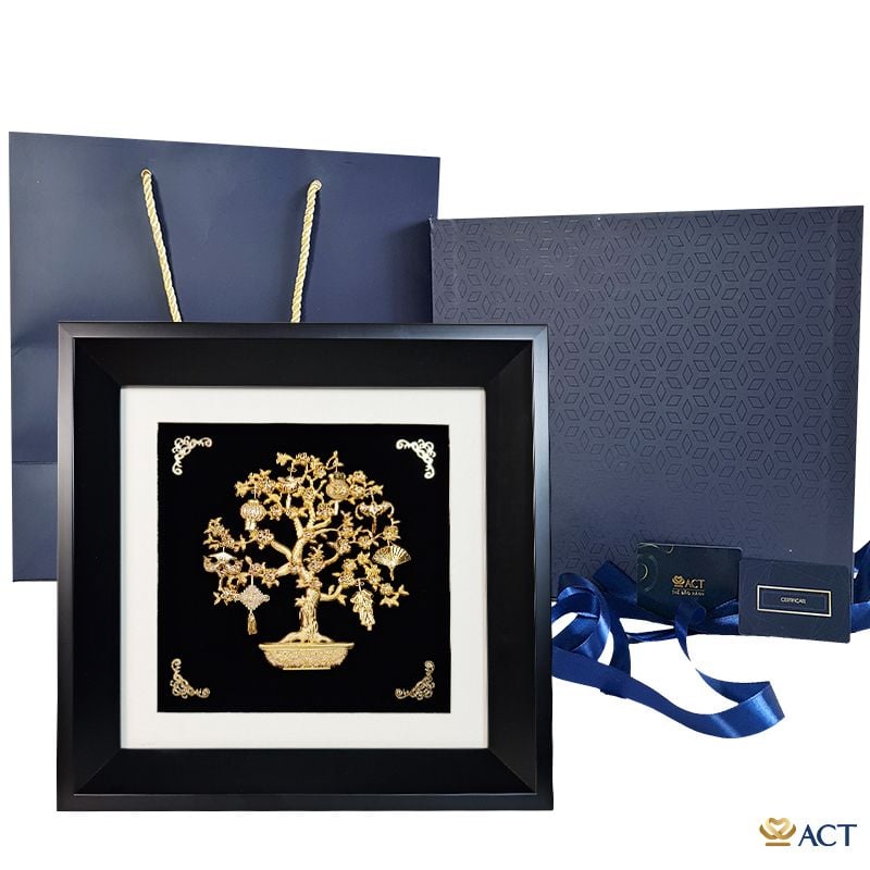 Tranh Cây Bát Bảo dát vàng 24k