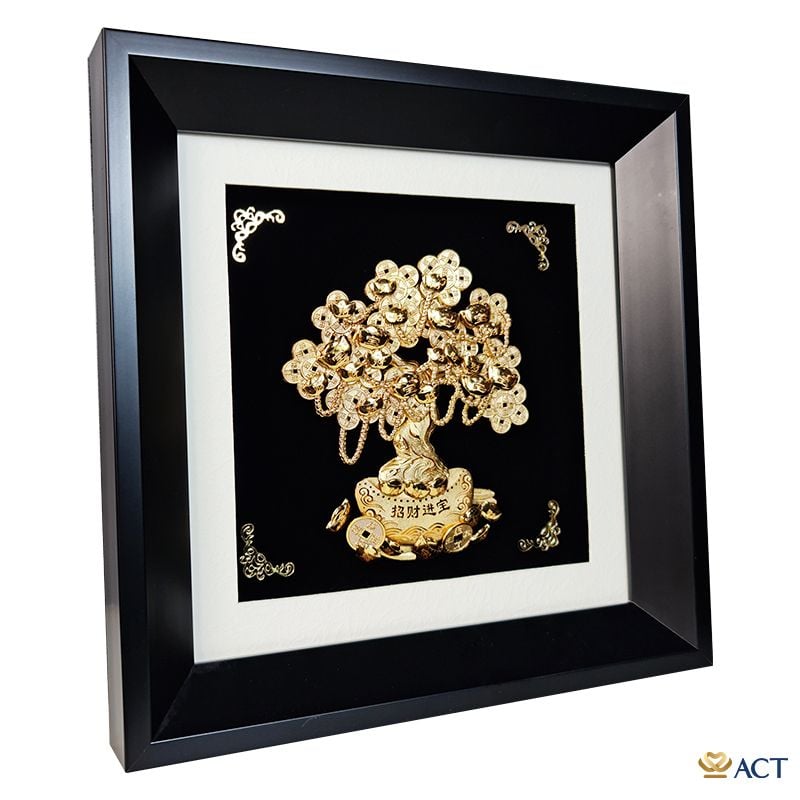 Quà tặng Tranh Cây Kim Tiền dát vàng 24k ACT GOLD ISO 9001:2015