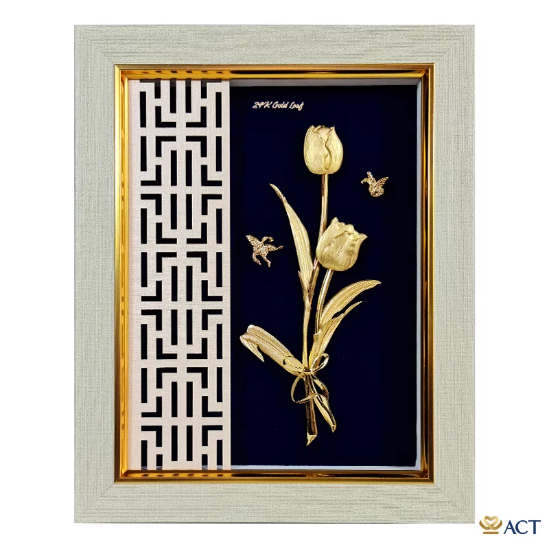 Tranh Hoa Tulip dát vàng 24k ACT GOLD ISO 9001:2015
