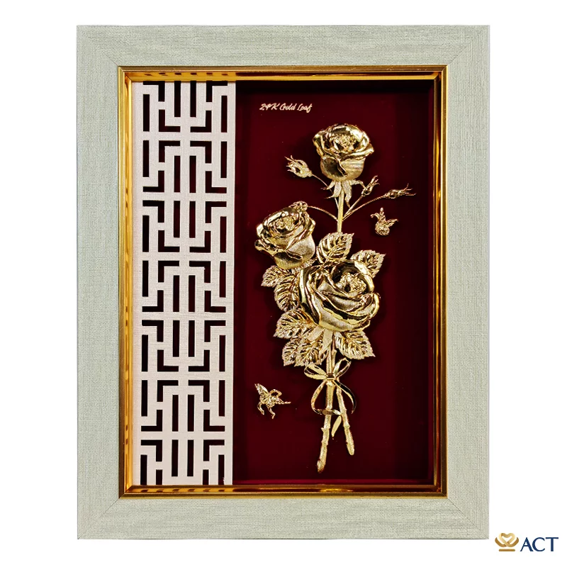 Tranh Hoa Hồng dát vàng 24k ACT GOLD ISO 9001:2015