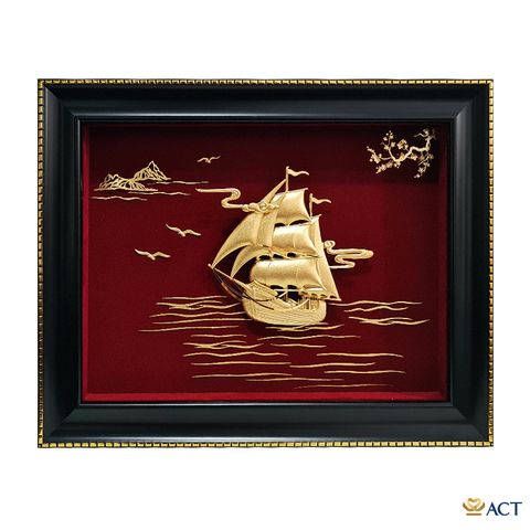 tranh Thuyền dát vàng 24k