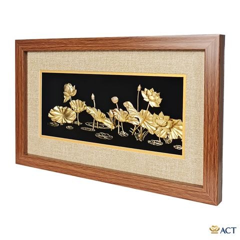Quà tặng Tranh Hoa Sen dát vàng 24k ACT GOLD ISO 9001:2015