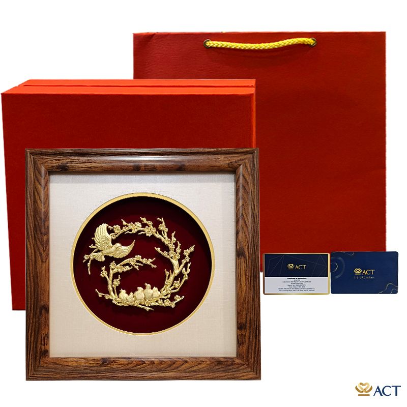 Quà tặng Tranh tình mẫu tử dát vàng 24k ACT GOLD ISO 9001:2015