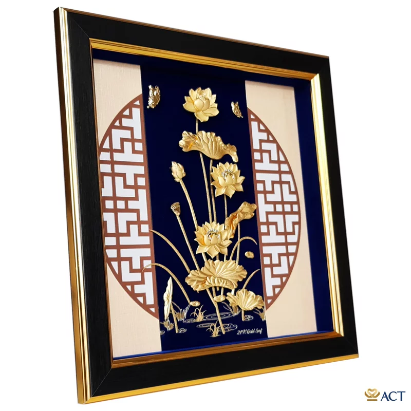 Tranh Hoa Sen dát vàng 24k ACT GOLD ISO 9001:2015 (Mẫu 4)