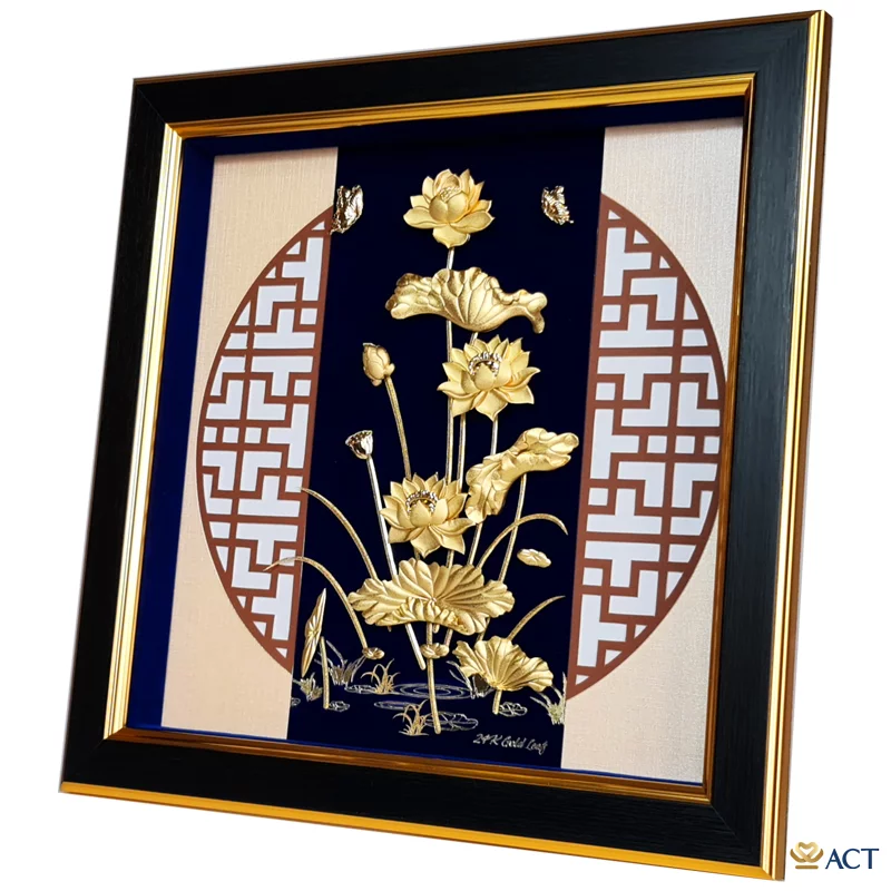 Tranh Hoa Sen dát vàng 24k ACT GOLD ISO 9001:2015 (Mẫu 4)