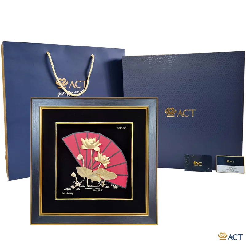 Tranh Hoa Sen dát vàng 24k (Mẫu 5)