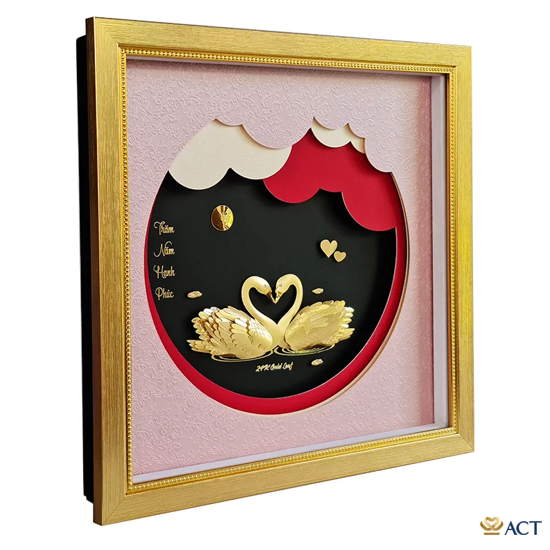 Tranh Đôi Thiên Nga dát vàng 24k