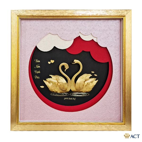 Tranh Đôi Thiên Nga dát vàng 24k