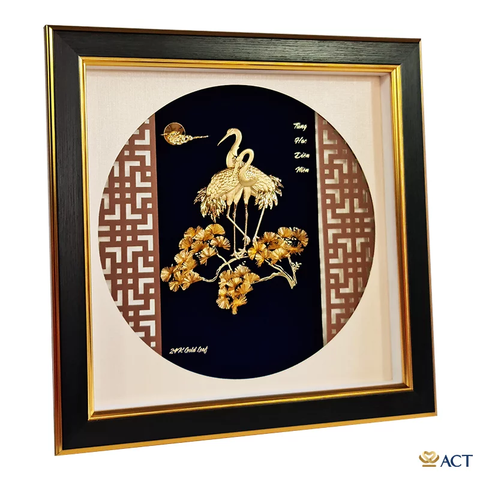 Tranh Đôi Chim Hạc dát vàng 24k