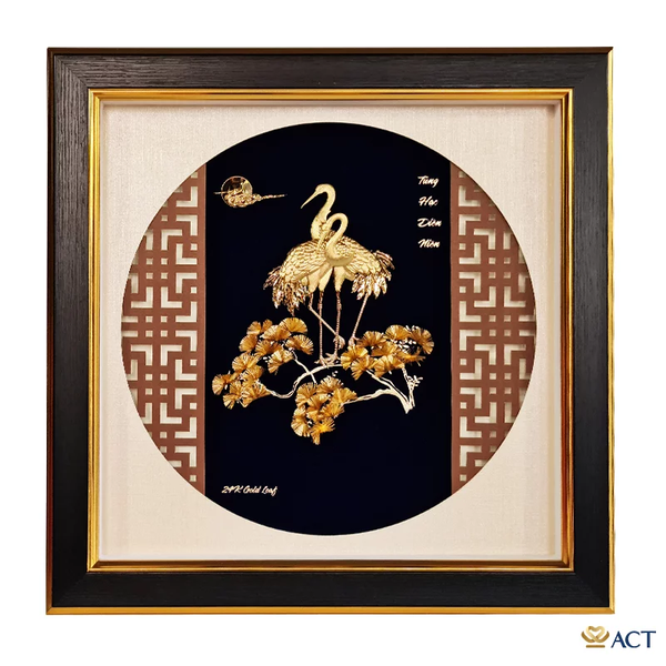 Tranh Đôi Chim Hạc dát vàng 24k