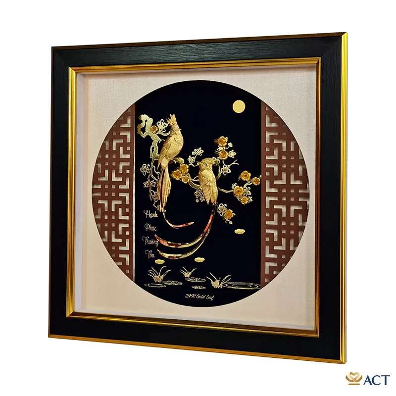 Tranh Đôi Chim Thiên Đường dát vàng 24k