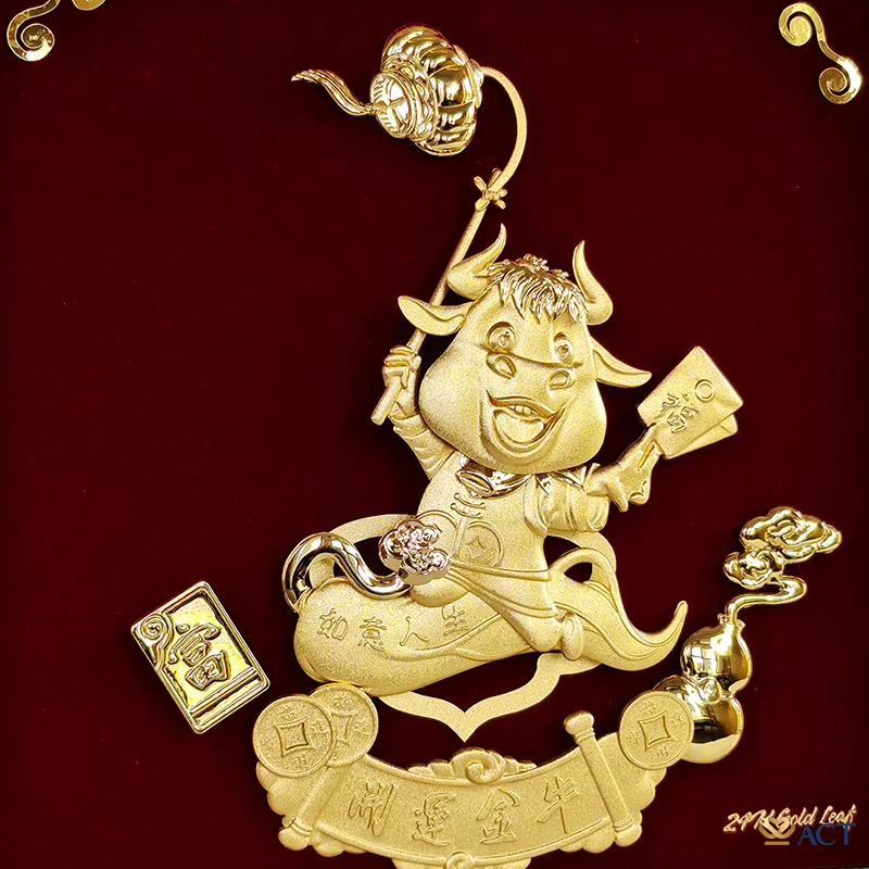Tranh Trâu dát vàng 24k ACT GOLD ISO 9001:2015 (Mẫu 2)
