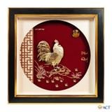 Quà tặng Tranh Gà Vàng Đại Cát dát vàng 24k